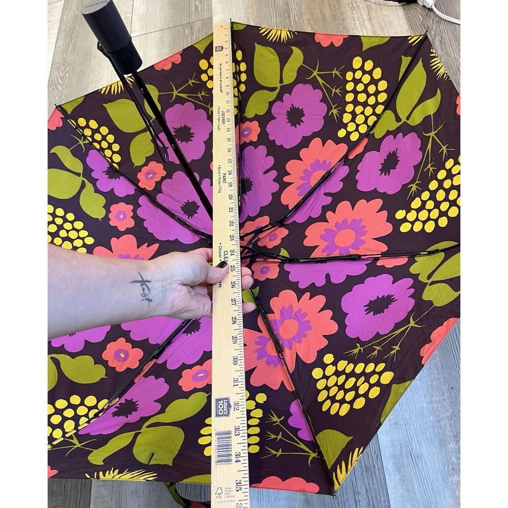 Umbrella Marimekko Kukkatori by Maija Isola Floral Green Pink Yellow Orange - Picture 14 of 16